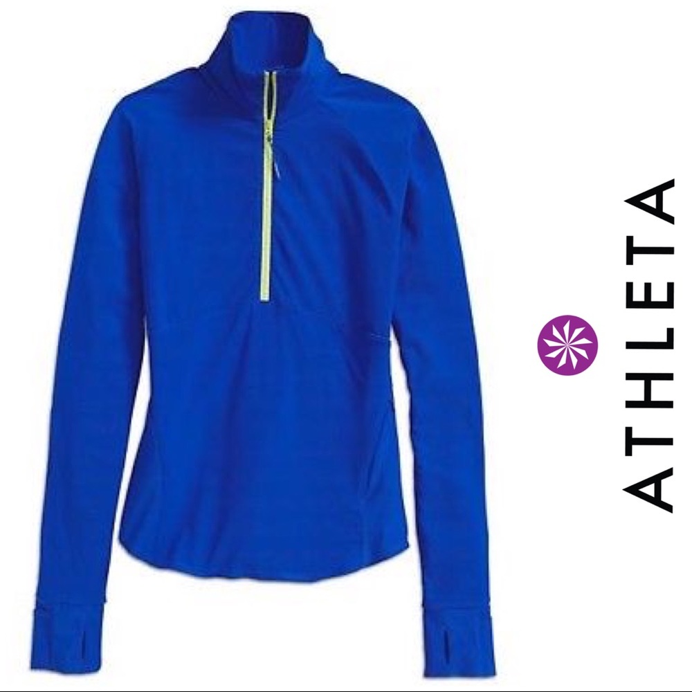 Athleta Malibu Hike Half Zip Cobalt Blue Top